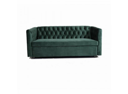 American Style Chesterfield Sofa Couch Leather Upholstery Three-Seater Green