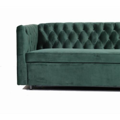 American Style Chesterfield Sofa Couch Leather Upholstery Three-Seater Green