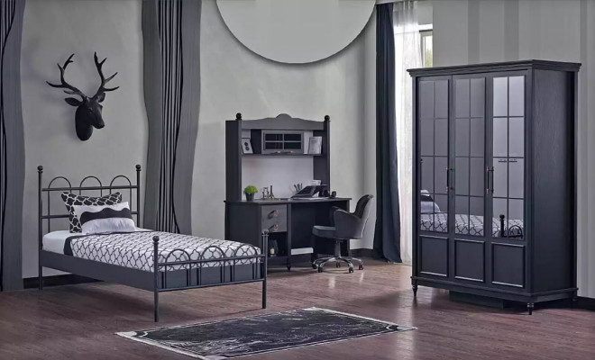 Black metal bed classic bed frame youth room black