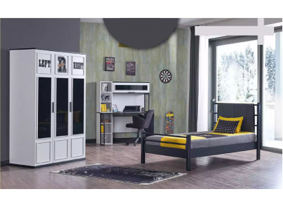 Bed children's room beds furniture beds black yellow bedroom 3-piece set