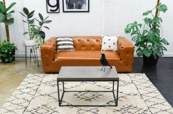 American Style Chesterfield Sofa Couch Leather Upholstery Three-Seater Brown