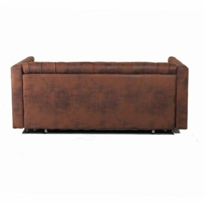 American style Chesterfield sofa couch leather upholstery brown three-seater