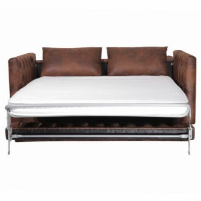 American style Chesterfield sofa couch leather upholstery brown three-seater