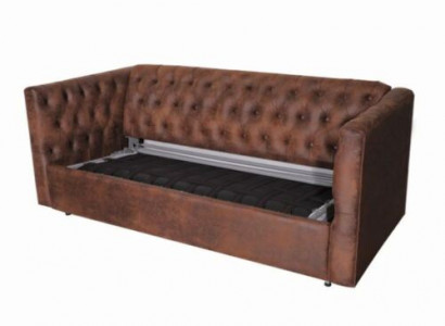 American style Chesterfield sofa couch leather upholstery brown three-seater