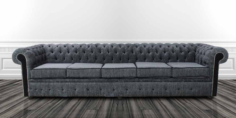 Chesterfield 5-Seater Classic Luxury Baroque Rococo Sofa Couch Textile Leather