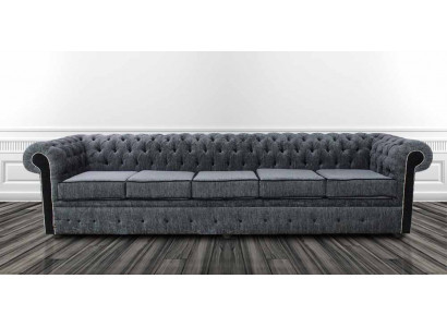 Chesterfield 5-Seater Classic Luxury Baroque Rococo Sofa Couch Textile Leather