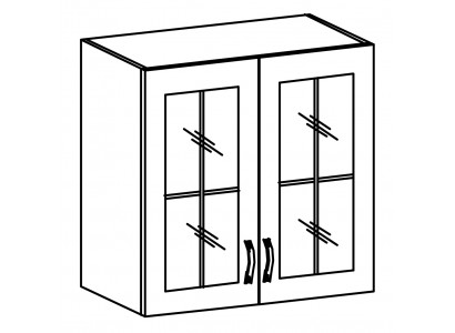 Classic design of the hanging cabinet made of wood and glass.