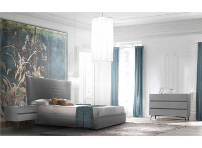 Luxury Bedroom Bed Designer Furniture Double Bed Gray Textile Beds Wood New