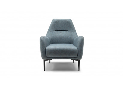 Armchair wing chair upholstered fabric grey living room single seater seat