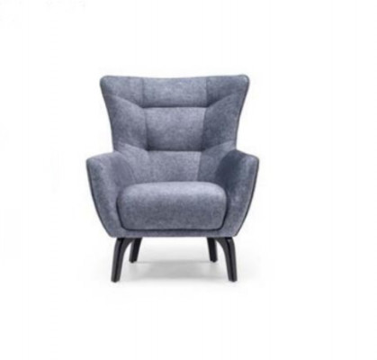 Living room single-seater armchair wingback fabric armchair gray upholstered seat