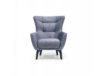 Living room single-seater armchair wingback fabric armchair gray upholstered seat