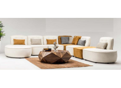 Sectional sofa modular corner sofa L-shaped couch beige fabric upholstery