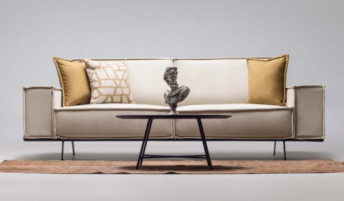 Two-seater sofa 2-seater fabric sofa upholstered sofa beige couch modern