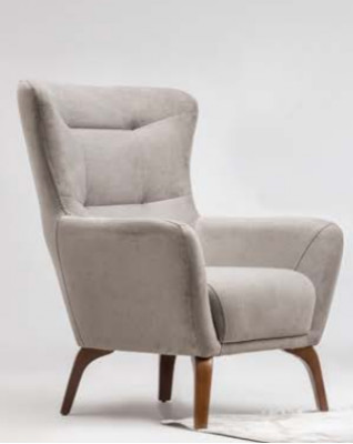 Wingback armchair living room fabric armchair gray upholstered single-seater seat