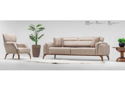 Complete beige faux leather sofas designer leather three-seater single armchair