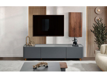 Designer Gray Sideboard Luxurious Living Room TV Stand Lowboard