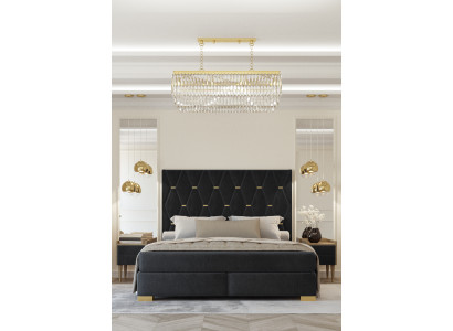 Black bedroom suite double bed 2 luxury bedside tables 3-piece set