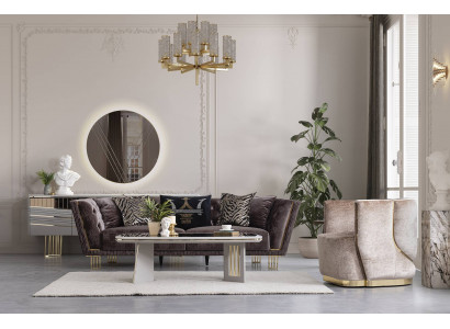 Stylish couch set three-seater + armchair luxury living room seating furniture