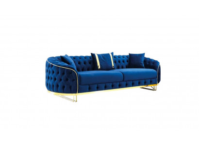 Blue Chesterfield Sofa Designer Living Room Three-Seater Stainless Steel Furniture