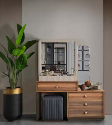 Brown Vanity Table Luxurious Wood Dressing Table Modern Makeup Table
