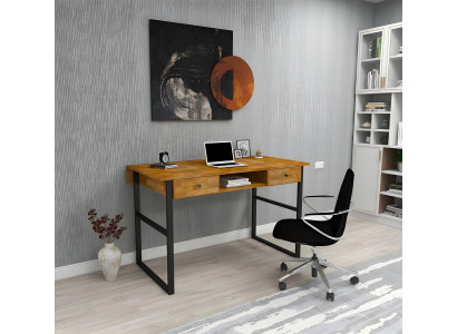 Brown wooden table with 2 drawers designer office furniture luxury desk