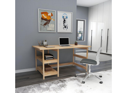 Modern brown youth room table luxury wood table with metal frame