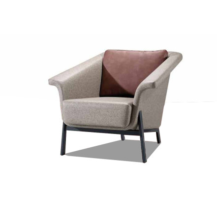 Gray single-seater designer TV armchair living room leather armchair 1-seater