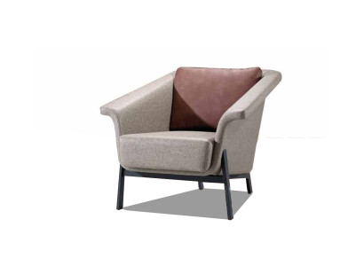 Gray single-seater designer TV armchair living room leather armchair 1-seater