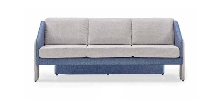 Gray-Blue Three-Seater Modern Upholstery Sofas Designer Living Room Couch