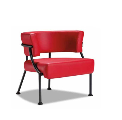 Luxurious red armchair designer leather single-seater upholstered club chair