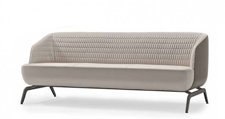 White upholstered couch designer living room seating furniture 3-seater fabric sofa