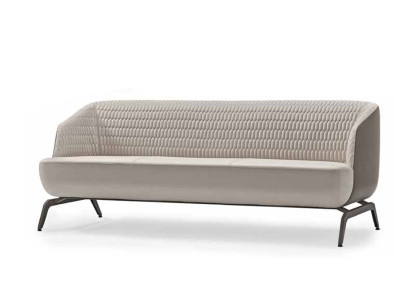White upholstered couch designer living room seating furniture 3-seater fabric sofa