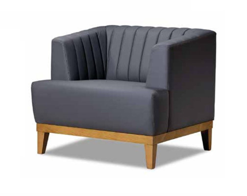 Gray Club Armchair Designer Fabric Armchair Elegant Living Room Wingback Chair
