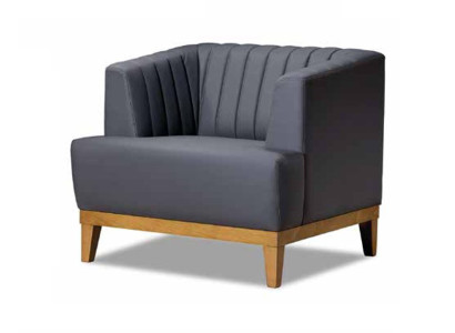 Gray Club Armchair Designer Fabric Armchair Elegant Living Room Wingback Chair