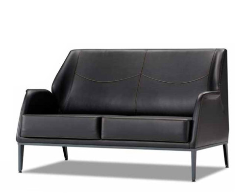 Luxurious Black Leather Couch Designer Upholstery Modern Two-seater