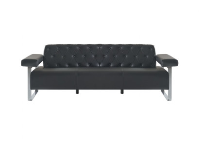 Chesterfield Design 3-Seater Sofa Black Solid Color Modern Design Style