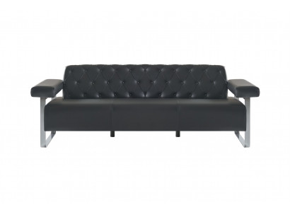 Chesterfield Design 3-Seater Sofa Black Solid Color Modern Design Style