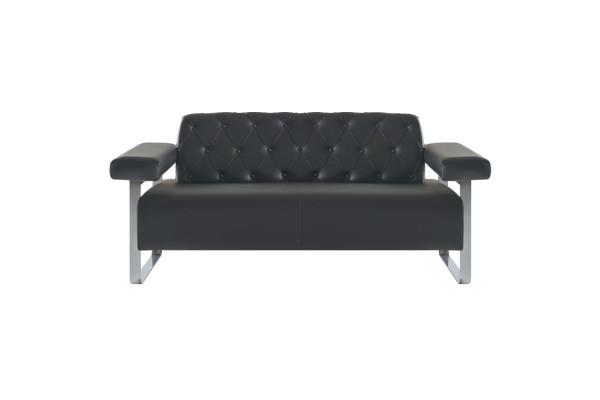 Luxury Black 2-Seater Sofa Chesterfield Style Original Designer Modern