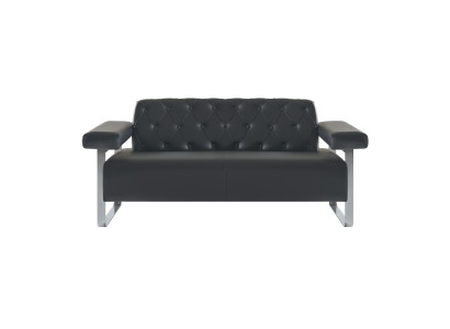 Luxury Black 2-Seater Sofa Chesterfield Style Original Designer Modern