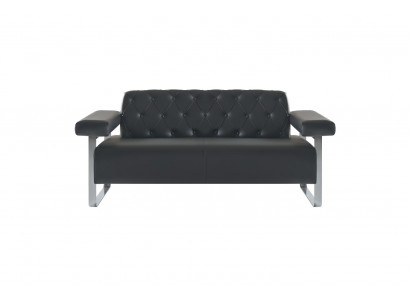 Luxury Black 2-Seater Sofa Chesterfield Style Original Designer Modern