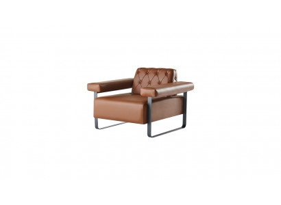 Armchair Brown 1-Seater Chesterfield Design Modern Original Versatile