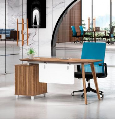 Brown-white desk, luxurious study furniture, noble wooden table