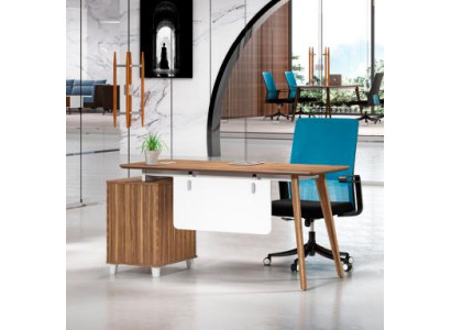 Brown-white desk, luxurious study furniture, noble wooden table