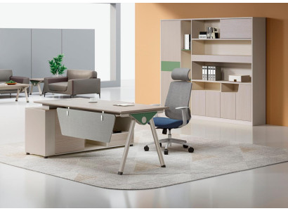 Beige work desk designer office desk luxurious wood furniture