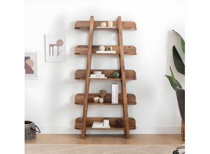 Dark brown bookshelf living room designer wooden furniture storage shelves