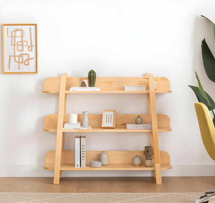 Compact bookshelf designer living room storage shelf luxury wood furniture