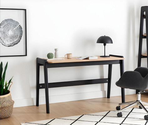 Black-beige computer desk, robust desk, designer office furniture