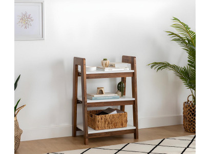 Brown-white bookshelf, book table, wooden furniture, children's shelves, office furniture.