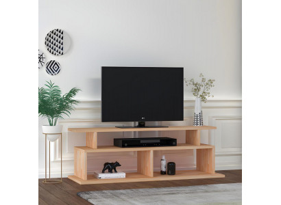 Stylish Beige TV Stand Living Room Sideboard Sturdy Wooden Shelf