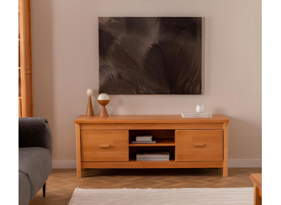 Elegant Brown TV Stand Living Room Sideboard Wood Drawer Table